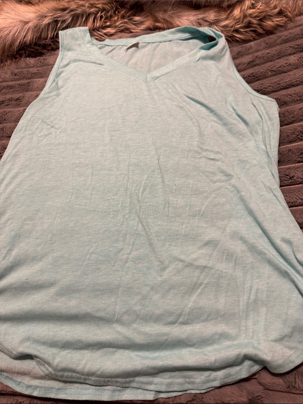 Women’s Light Aqua V-Neck Sleeveless Tank Top